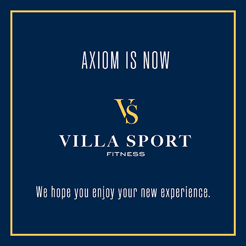 Image with text that reads "Axiom Fitness is now Villa Sport Fitness" 